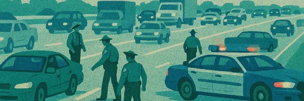 officers approaching car