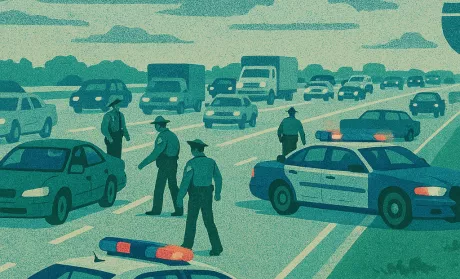 officers approaching car