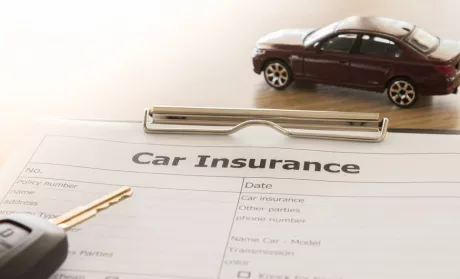 Car insurance form with car